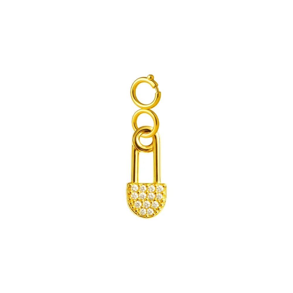 Charm Cobre Chapado Oro 14K con Circonita Imperdible con Cierre