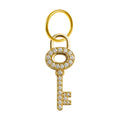 Charm colgante dorado de llave con circonitas y aro de acero