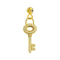 Charm colgante dorado de llave con circonitas y bola de acero con goma