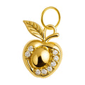 Charm colgante dorado de manzana con circonitas con aro de acero