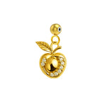 Charm colgante dorado de manzana con circonitas con bola de acero con goma