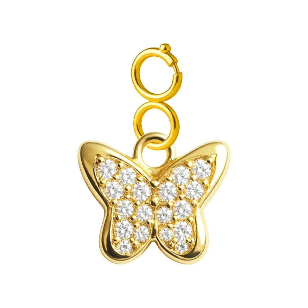 Charm Cobre Chapado Oro 14K con Circonita Mariposa con Cierre