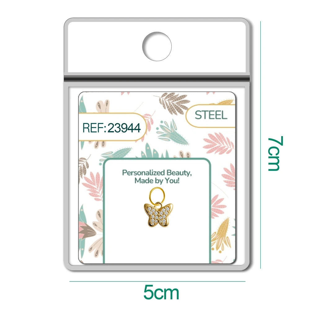 Charm Cobre Chapado Oro 14K con Circonita Mariposa Colgante detalle