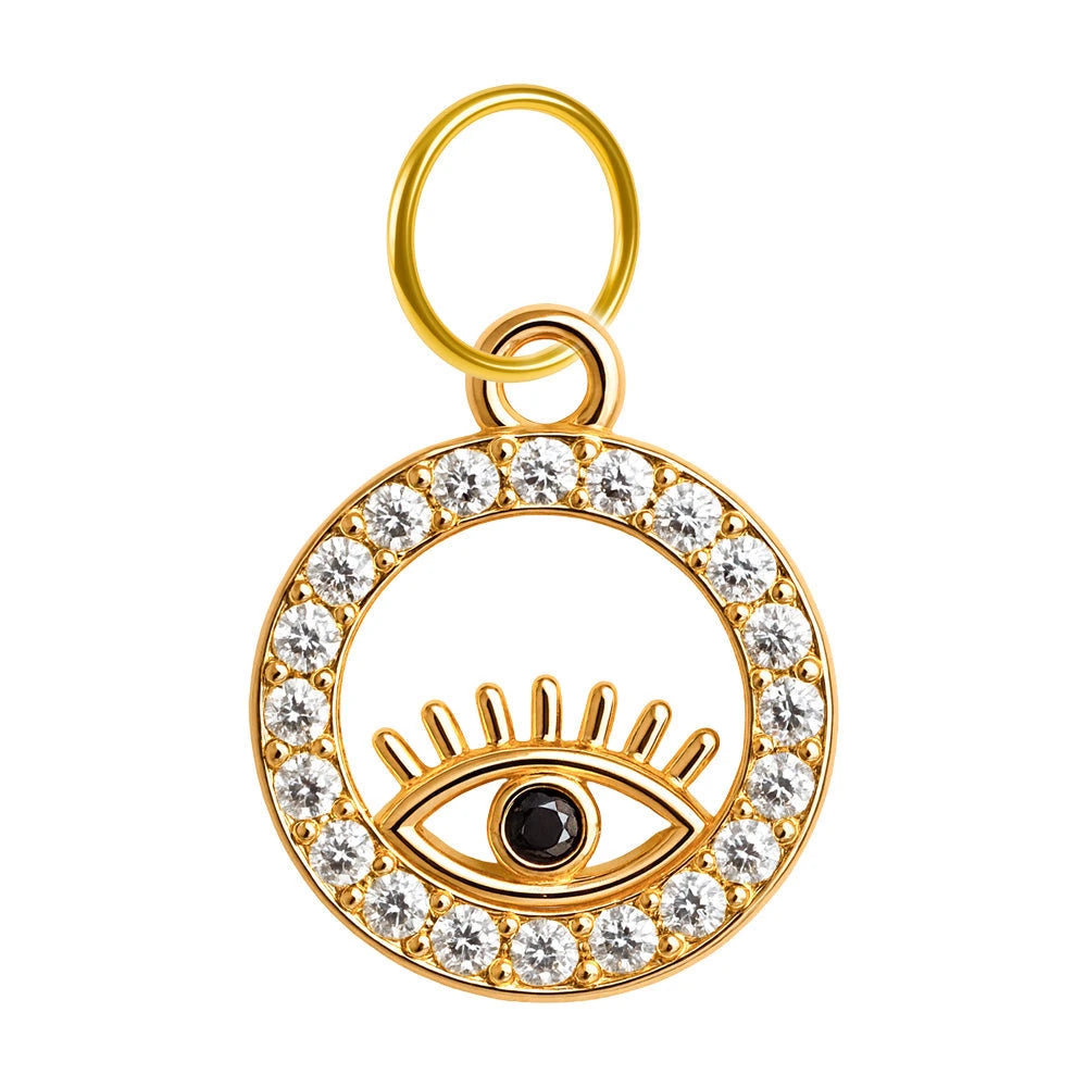 Charm Cobre Chapado Oro 14K con Circonita Ojo Colgante