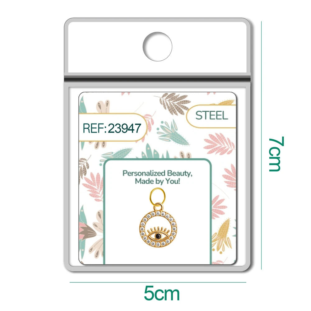 Charm Cobre Chapado Oro 14K con Circonita Ojo Colgante detalle