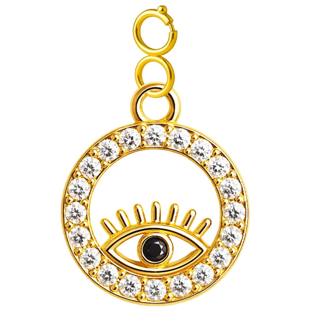 Charm Cobre Chapado Oro 14K con Circonita Ojo Turco con Cierre