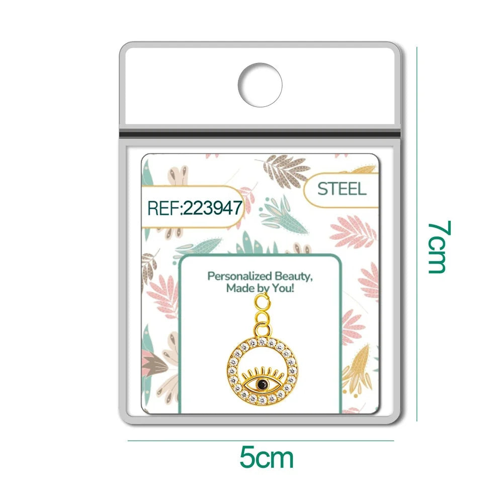 Charm Cobre Chapado Oro 14K con Circonita Ojo Turco con Cierre detalle