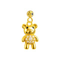 Charm colgante dorado de osito con circonitas y bola de acero con goma