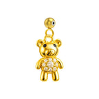 Charm colgante dorado de osito con circonitas y bola de acero con goma