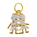 Charm Cobre Chapado Oro 14K con Circonita Pareja Niños Colgante