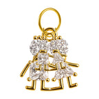 Charm Cobre Chapado Oro 14K con Circonita Pareja Niños Colgante