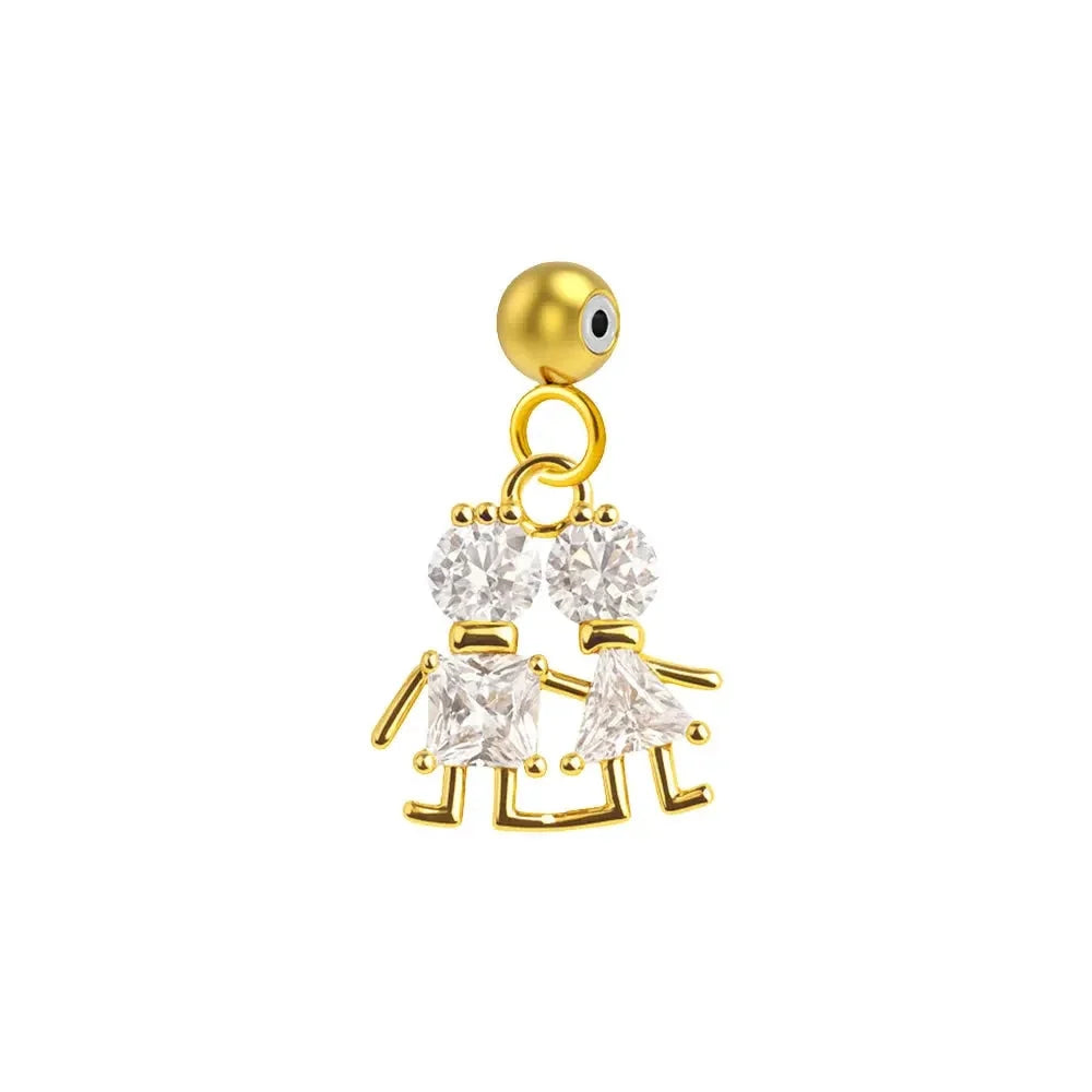 Charm Cobre Chapado Oro 14K con Circonita Pareja Niños