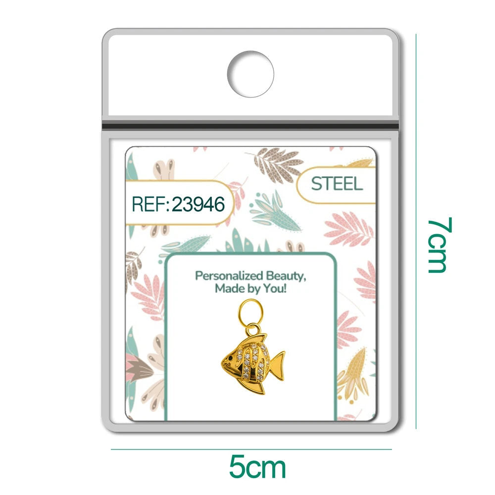 Charm Cobre Chapado Oro 14K con Circonita Pez Colgante detalle