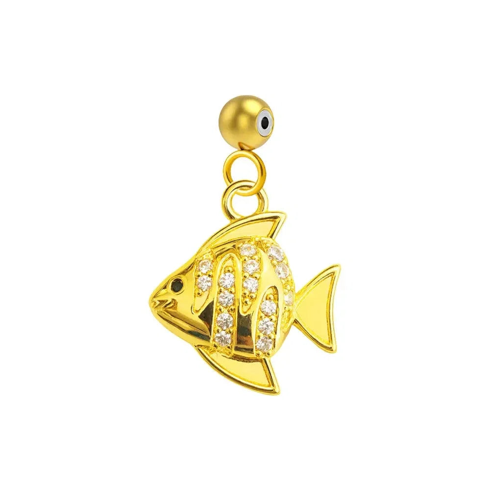 Charm Cobre Chapado Oro 14K con Circonita Pez