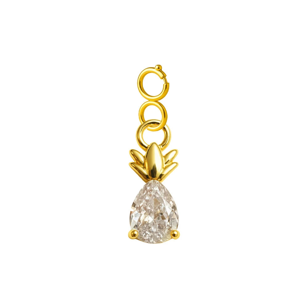 Charm Cobre Chapado Oro 14K con Circonita Piña Gota con Cierre