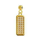 Charm colgante rectangular dorado pavé con circonitas y bola de acero con goma