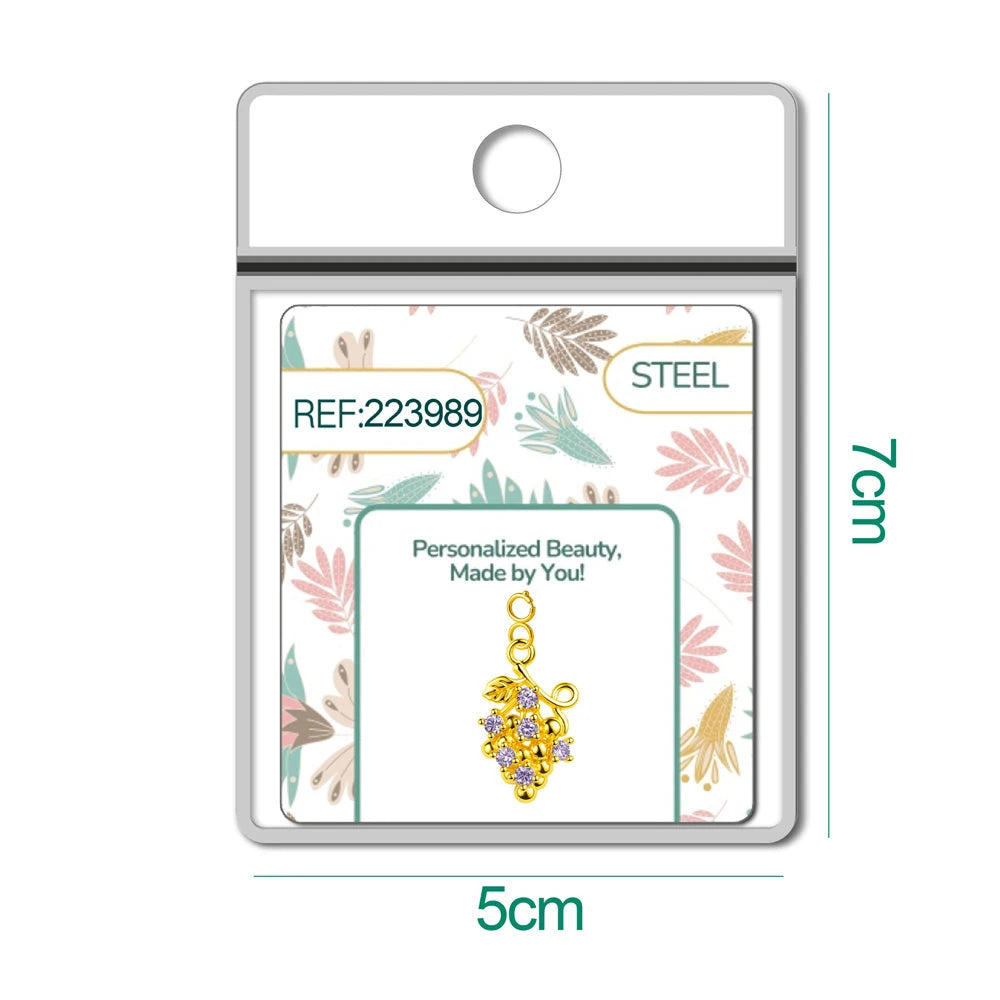 Charm Cobre Chapado Oro 14K con Circonita Racimo de Uvas con Cierre detalle
