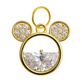 Charm colgante dorado de orejas de ratón con circonitas y aro de acero