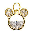 Charm colgante dorado de orejas de ratón con circonitas y aro de acero