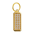 Charm colgante rectangular dorado pavé con circonitas y aro de acero