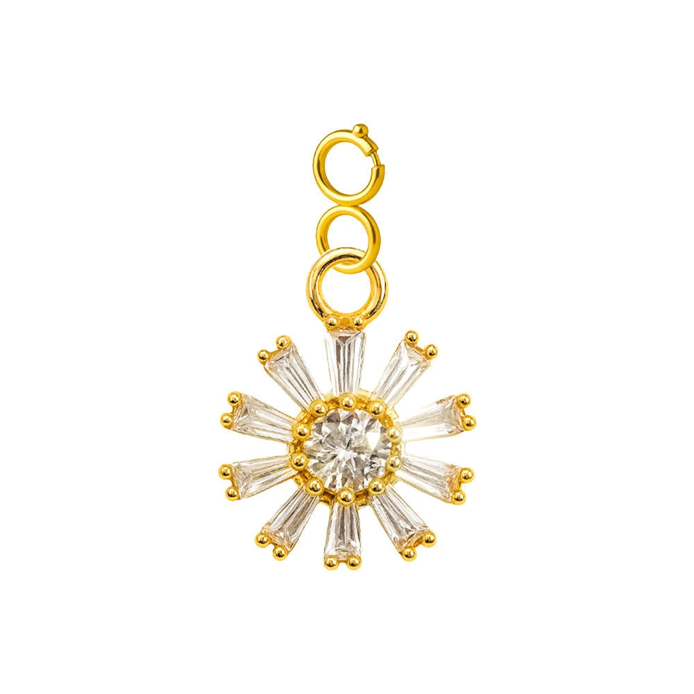 Charm Cobre Chapado Oro 14K con Circonita Sol con Cierre