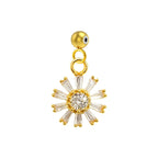 Charm colgante dorado de sol radial con circonitas y bola de acero con goma