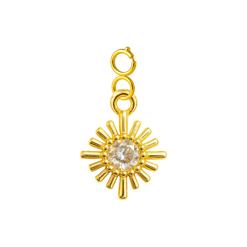 Charm Cobre Chapado Oro 14K con Circonita Sol Radiante con Cierre