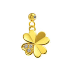 Charm colgante dorado de trébol con tres circonitas con bola de acero con goma