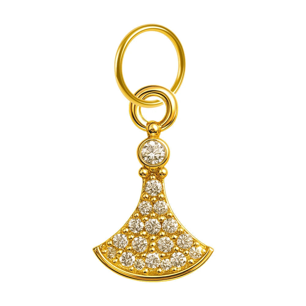 Charm colgante dorado de vestido con circonitas y aro de acero