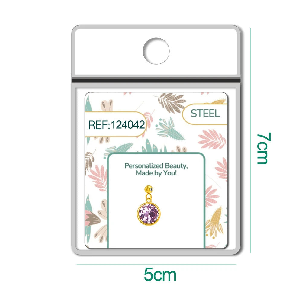 Charm Piedra de Nacimiento Febrero Acero Dorado detalle