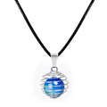 Colgante Bola de 14 mm en Piedra Natural con Acero - Piedra Natural Ágata Azul - SKU 16048
