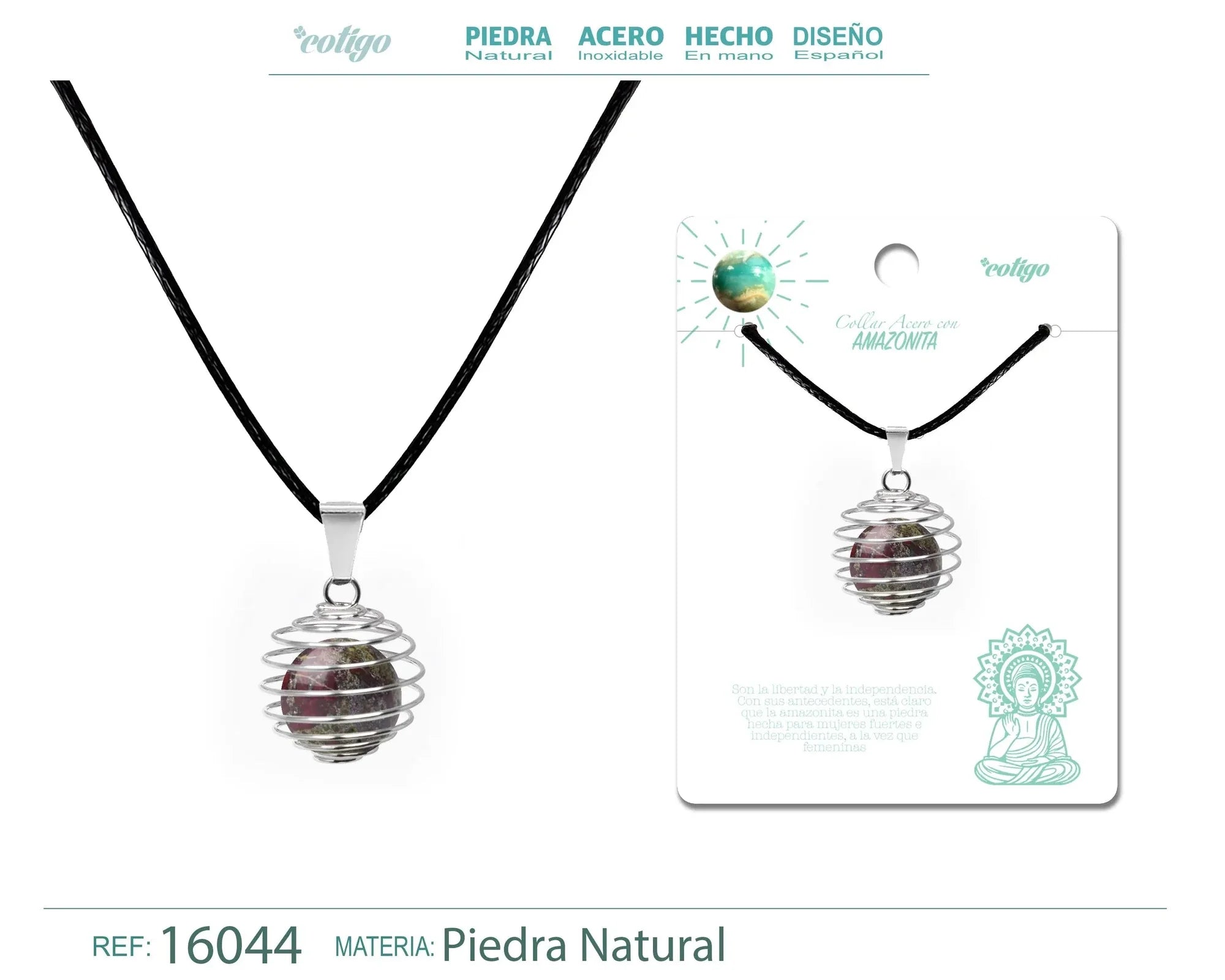 Colgante de Amazonita 14 mm con Accesorio de Acero