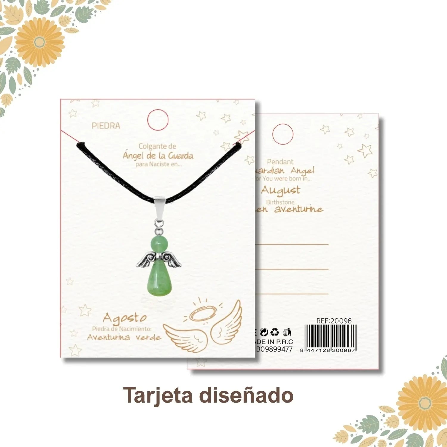 Colgante Ángel de la Guarda en Aventurina Verde acabado