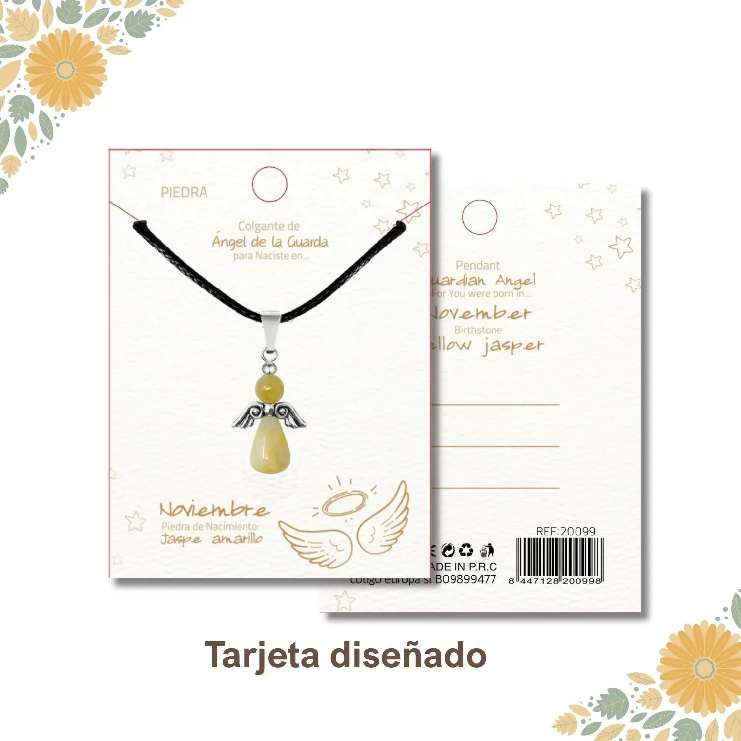 Colgante Ángel de la Guarda en Jaspe Amarillo acabado