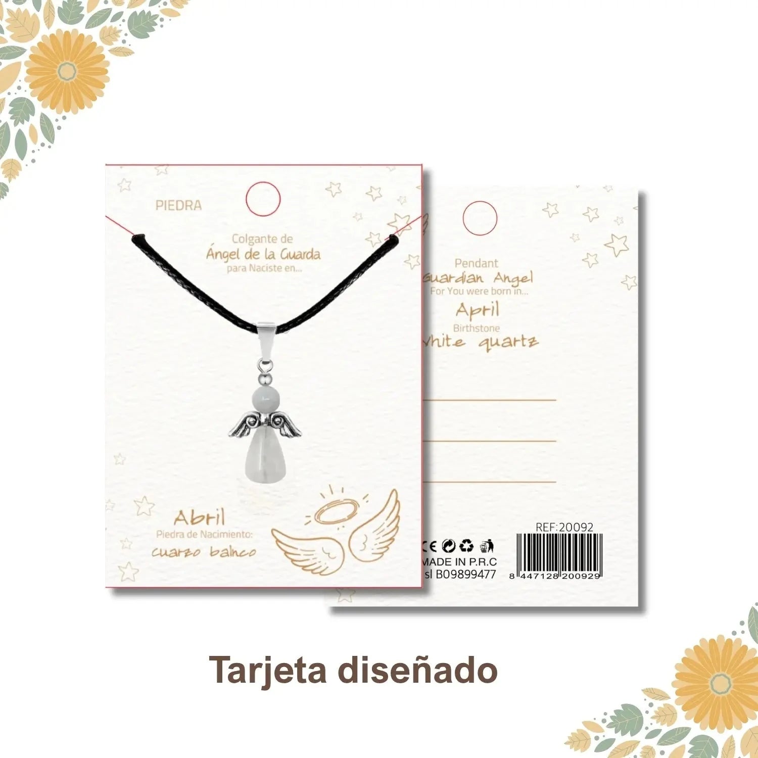 Colgante Ángel de la Guarda en Cuarzo Blanco acabado