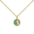 Colgante Azul con Perla Y Flor