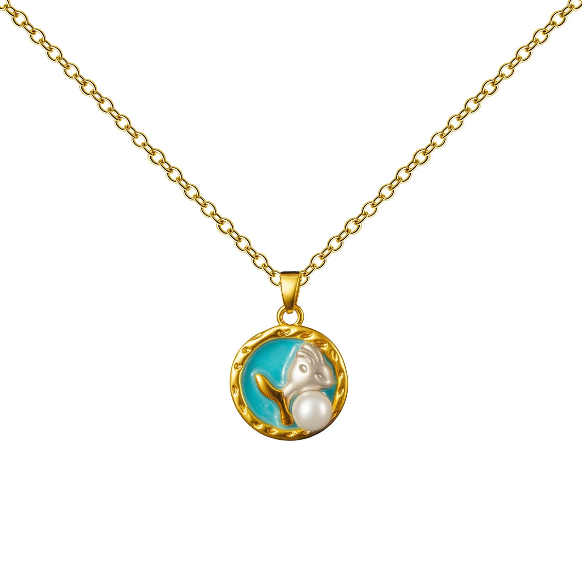 Colgante Azul con Perla Y Flor
