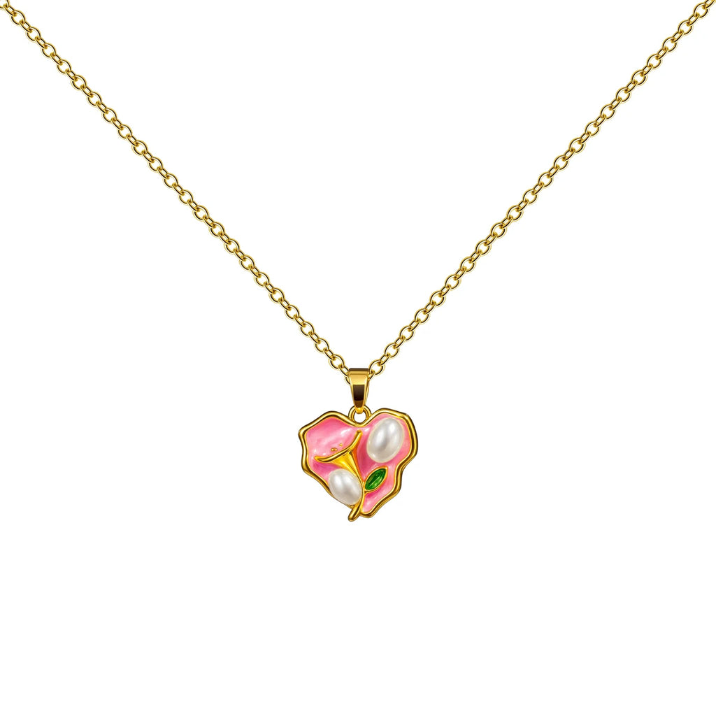 Colgante Corazón Floral Rosa