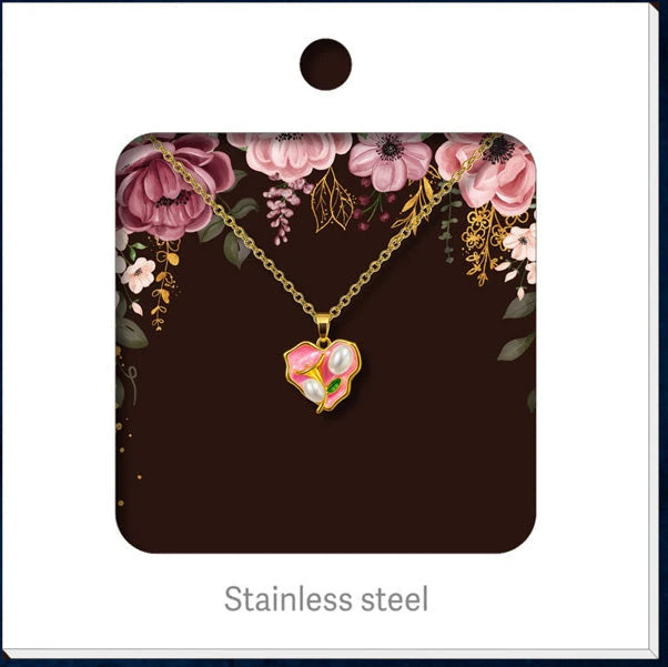 Colgante Corazón Floral Rosa detalle