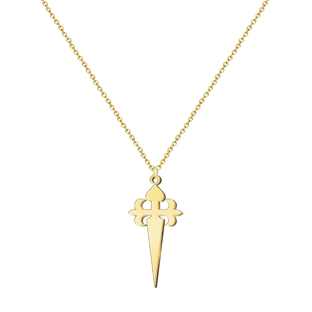 Colgante Cruz de Santiago de Acero Dorado