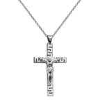 Collar Cruz con Jesús Crucificado en Acero Inoxidable - Plateado