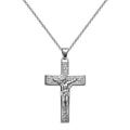 Collar con cruz de Jesús crucificado y oración Padre Nuestro en acero inoxidable