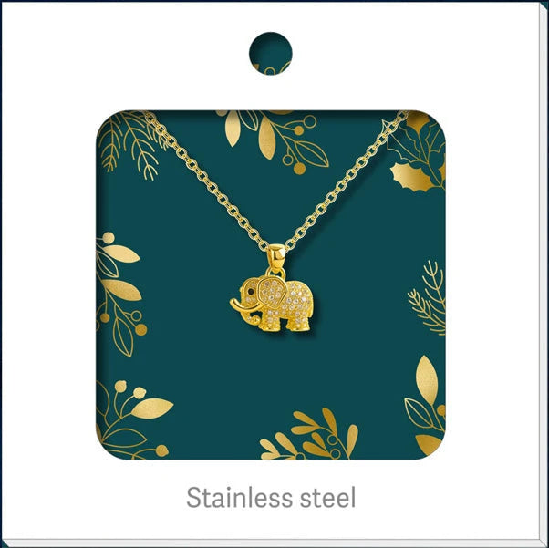 Colgante Elefante Dorado 14K con Circonita acabado