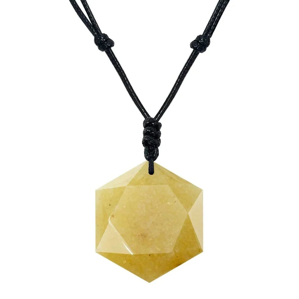 Colgante Estrella de David en Piedra Natural - Piedra Natural Jade Amarillo - SKU 14115