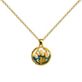 Colgante Floral Azul con Perla