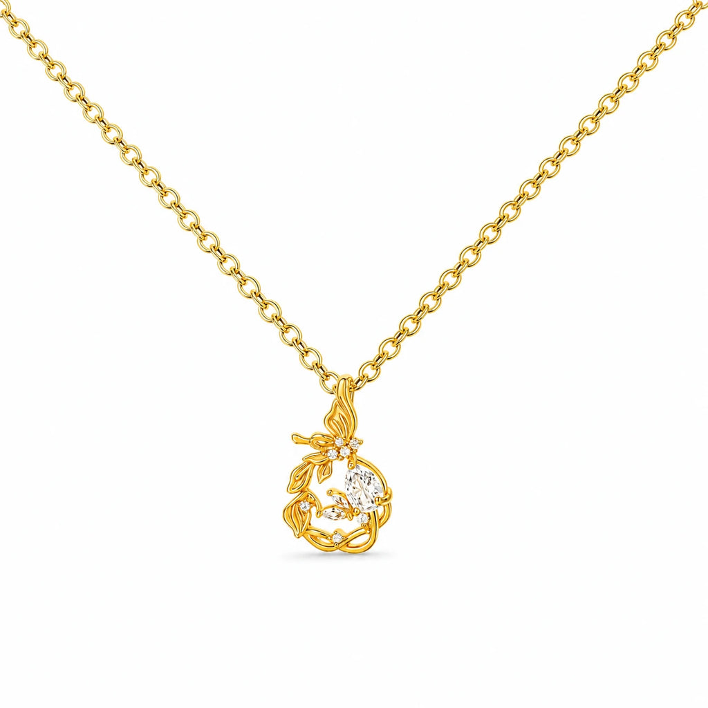 Colgante Floral con Cristal Brillante detalle
