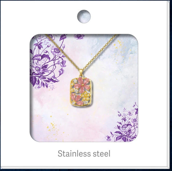 Colgante Floral Rosa Rectangular detalle