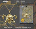 Colgante Hombre Acero Calavera Pirata Hachas Dorado - Dorado