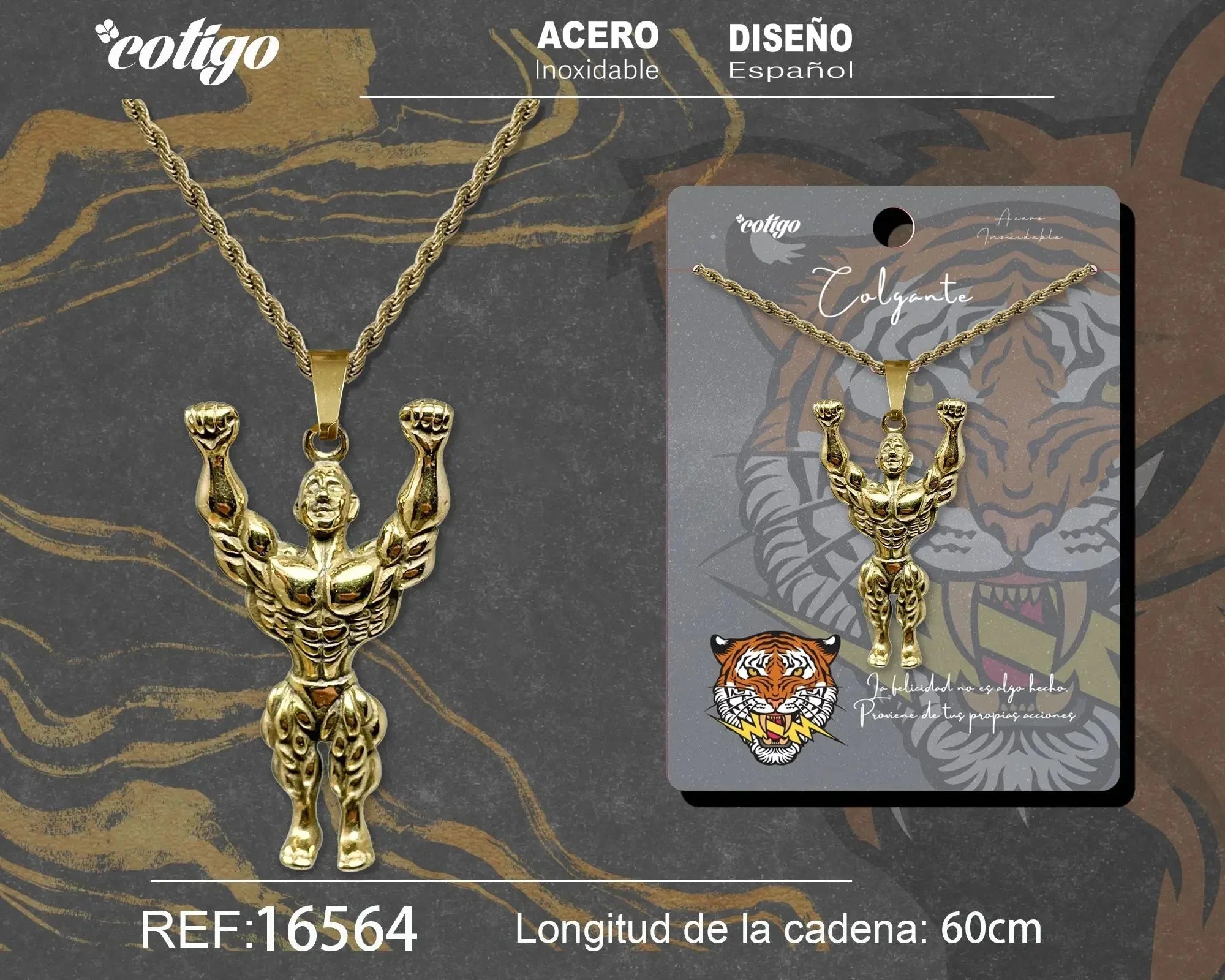 Colgante Hombre Acero Ciervo Astas Dorado
