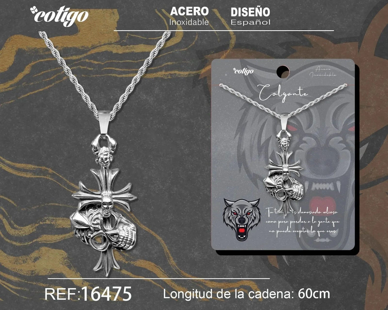 Colgante Hombre Acero color Plateado - cotigo